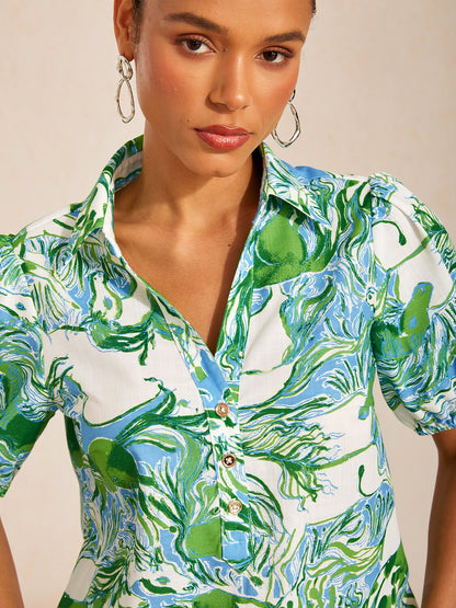 Graphic Art Mustang Linen Look Top