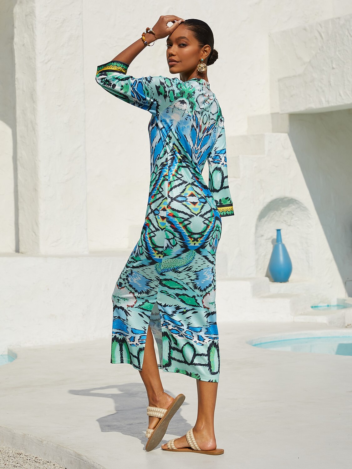 Ocean Paisley Flora High Stretch Knit Dress