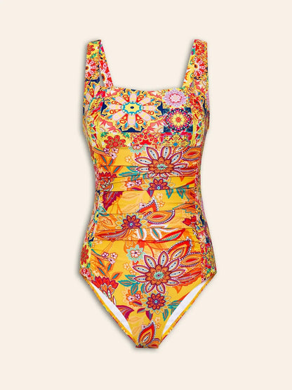 Maillot de bain bohème froncé avec coussinets amovibles