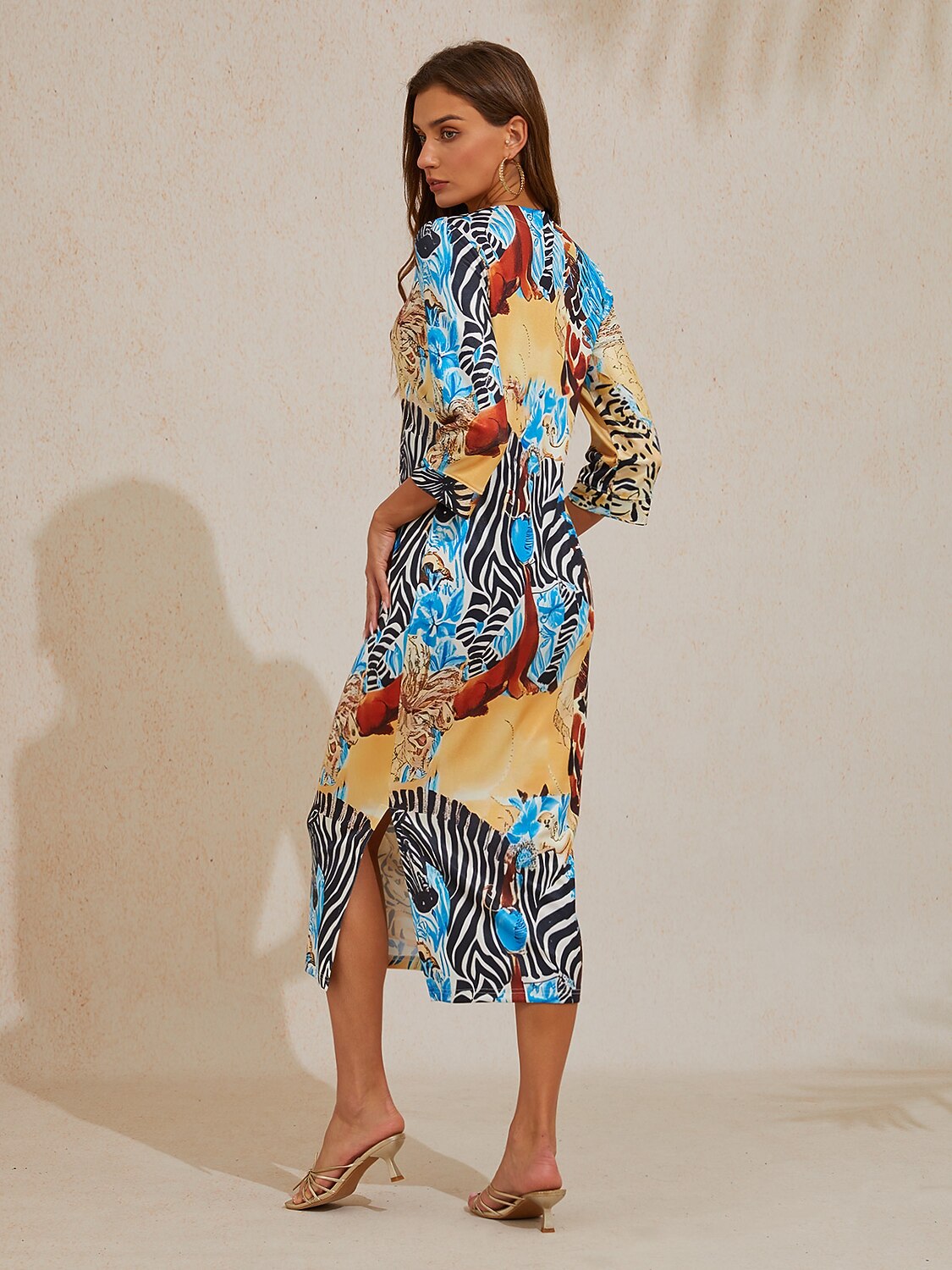 Sapphire Zebra Bloom High Stretch Knit Dress