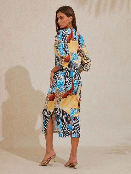Sapphire Zebra Bloom High Stretch Knit Dress