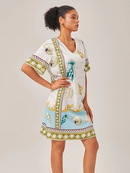 Dream Village Silky Satin Floral Dress