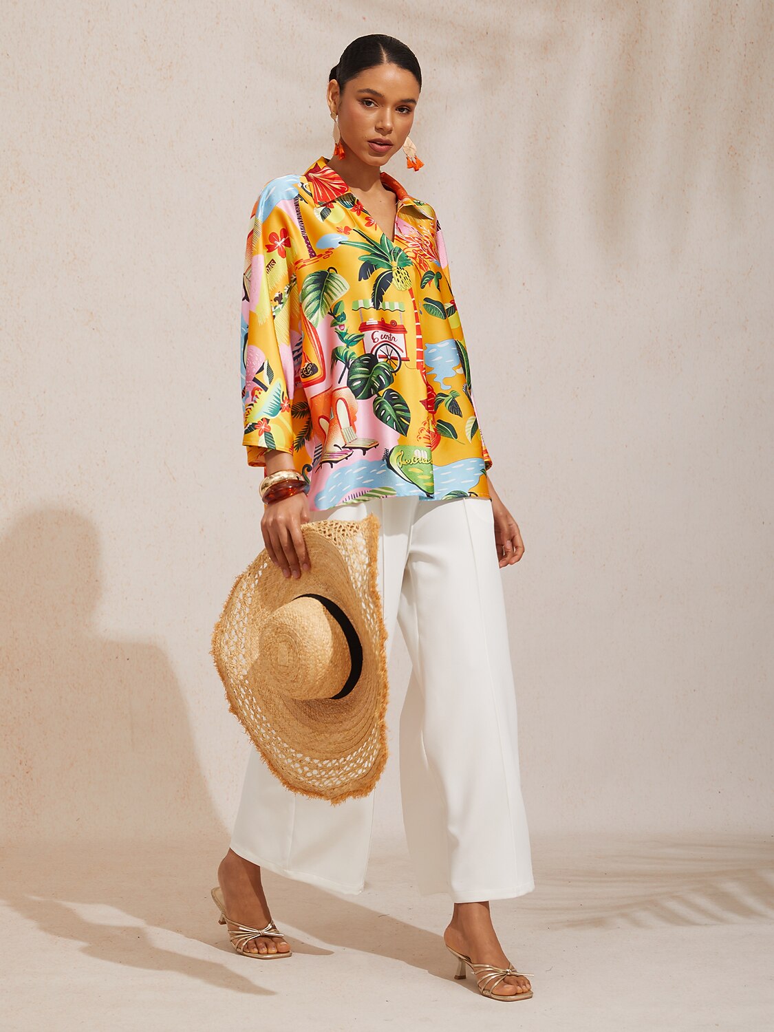 Summer Escape Silky Satin Dolman Top