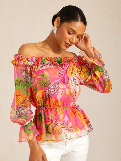 Wild Hibiscus Dream Flowy Chiffon Top