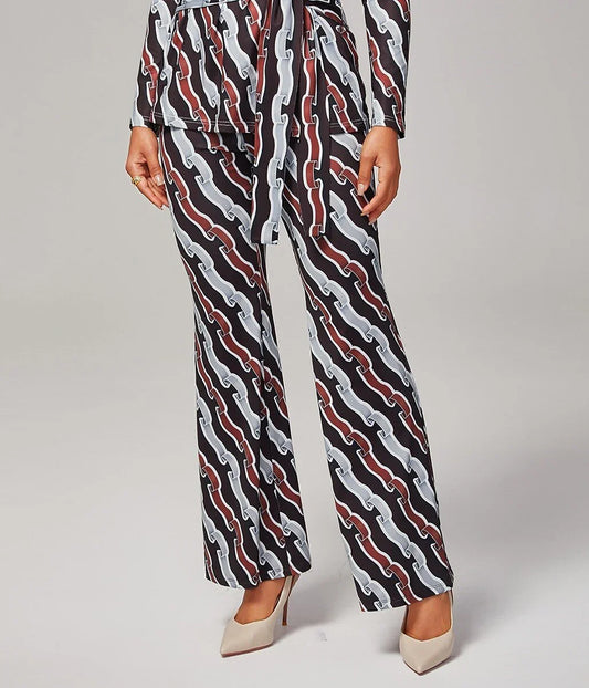 Ripple Print Stretchy Flare Pants