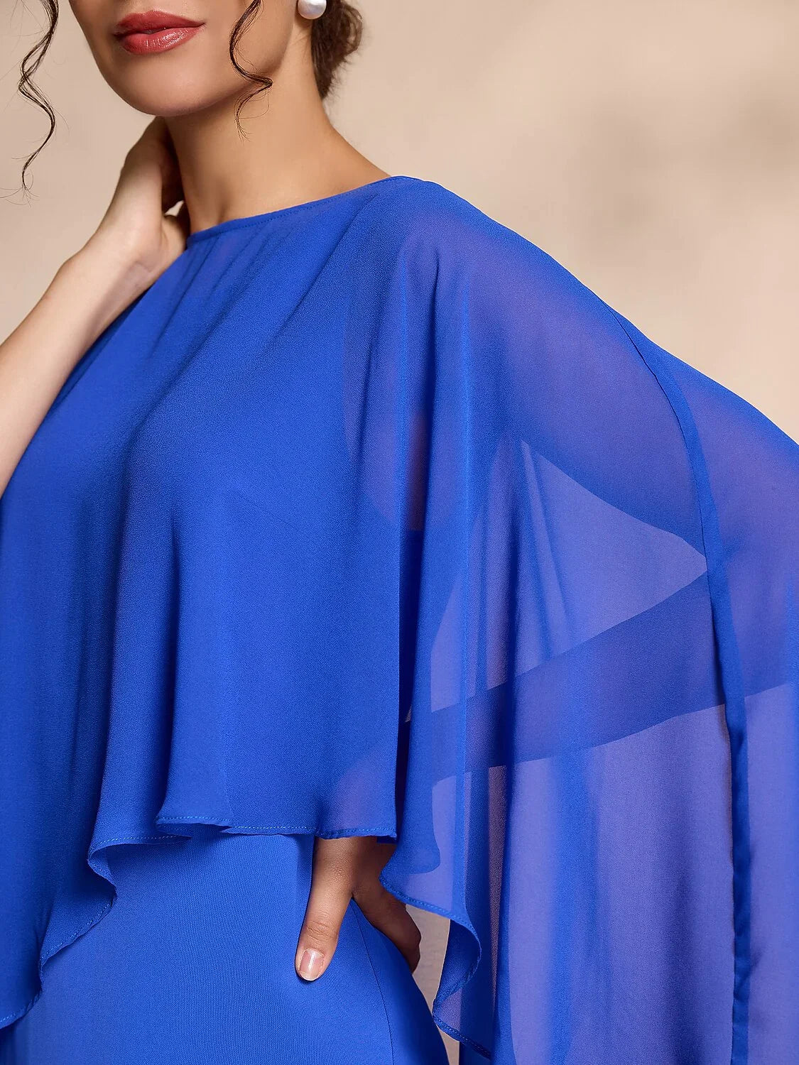 Chiffon Round Sleeve Two-Piece Midi Dress