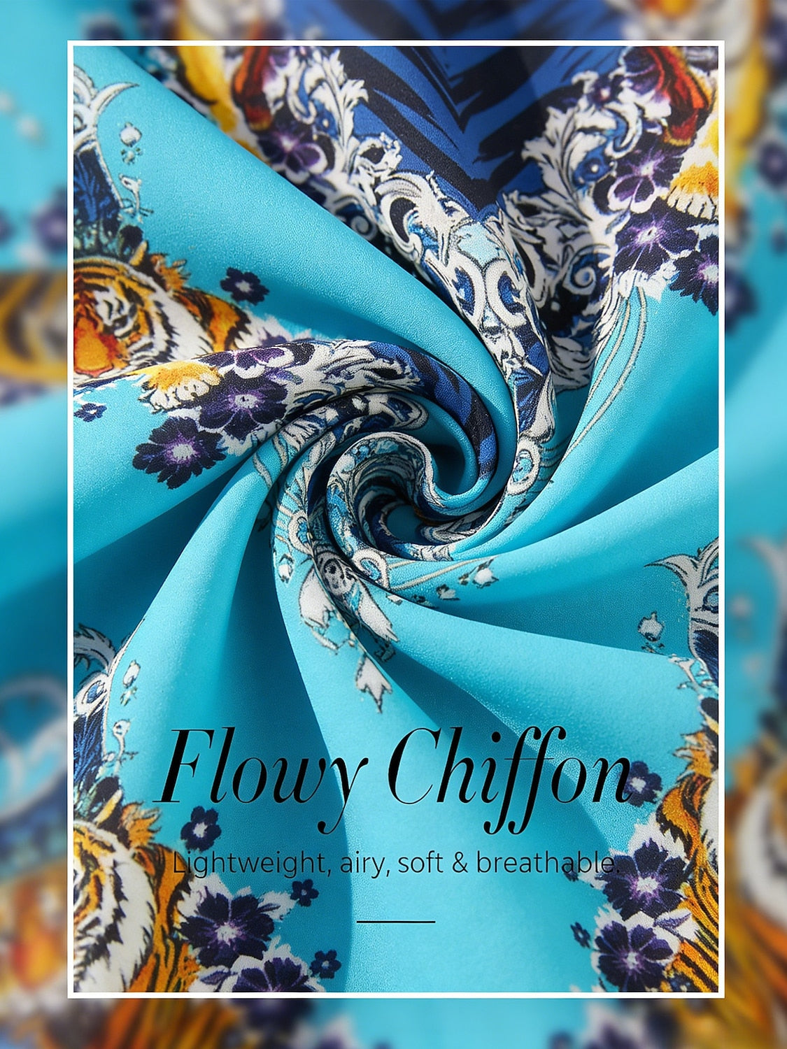 Indigo Tigress Flowy Chiffon Maxi Dress