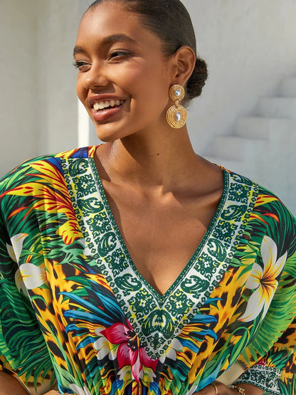 Vintage Jewelry Chiffon Vacation Kaftan