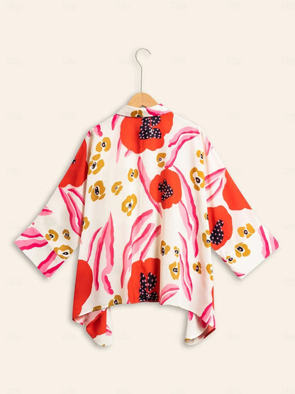Chiffon Floral Print Casual Daily Shirt