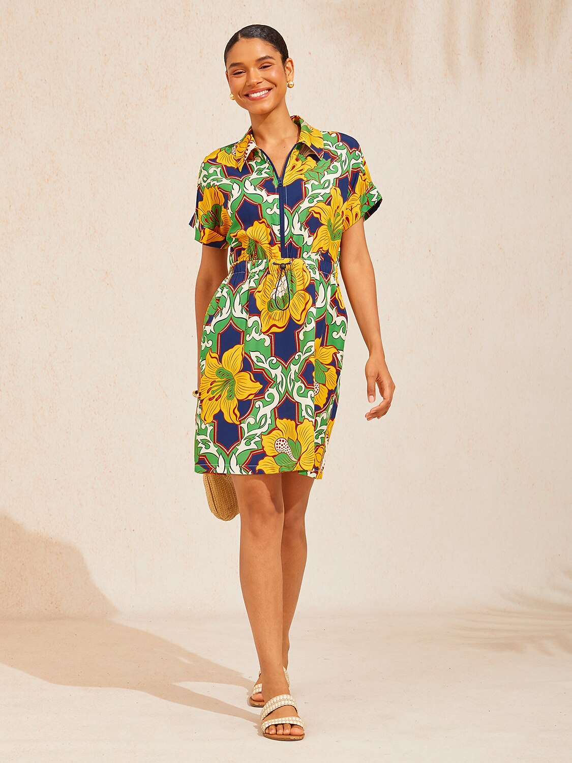Emerald Bloom Bazaar Slight Stretch Short Dress