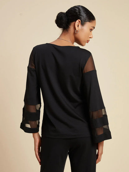Style Chiffon Modal Illusion Pure Color Loose Blouse