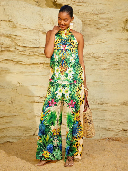 Tropical Temptation Silky Satin Leopard Pants