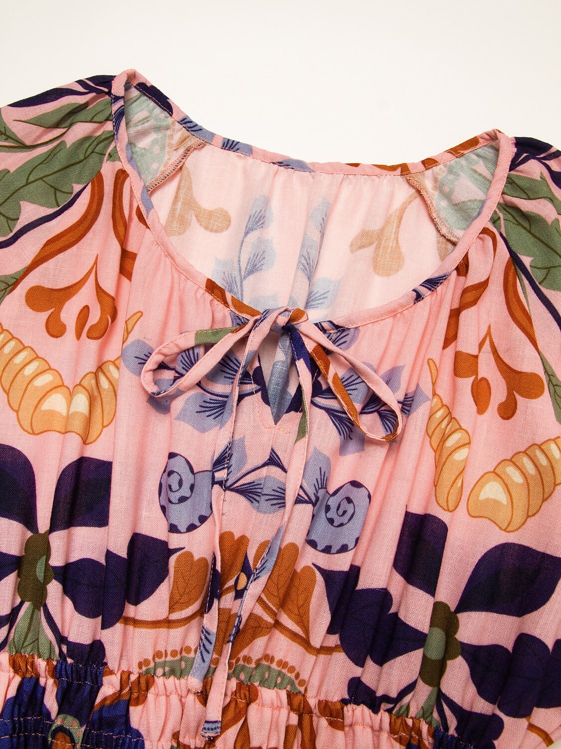 Floral Print Lace Up Short Midi Dress