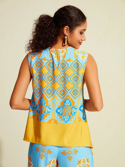 Camisole Satin Ethnic Print Boho Tank Top