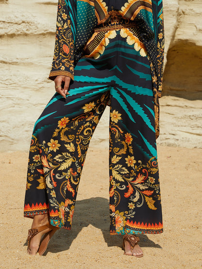 Tropical Temptation Flowy Chiffon Wide Leg Pants