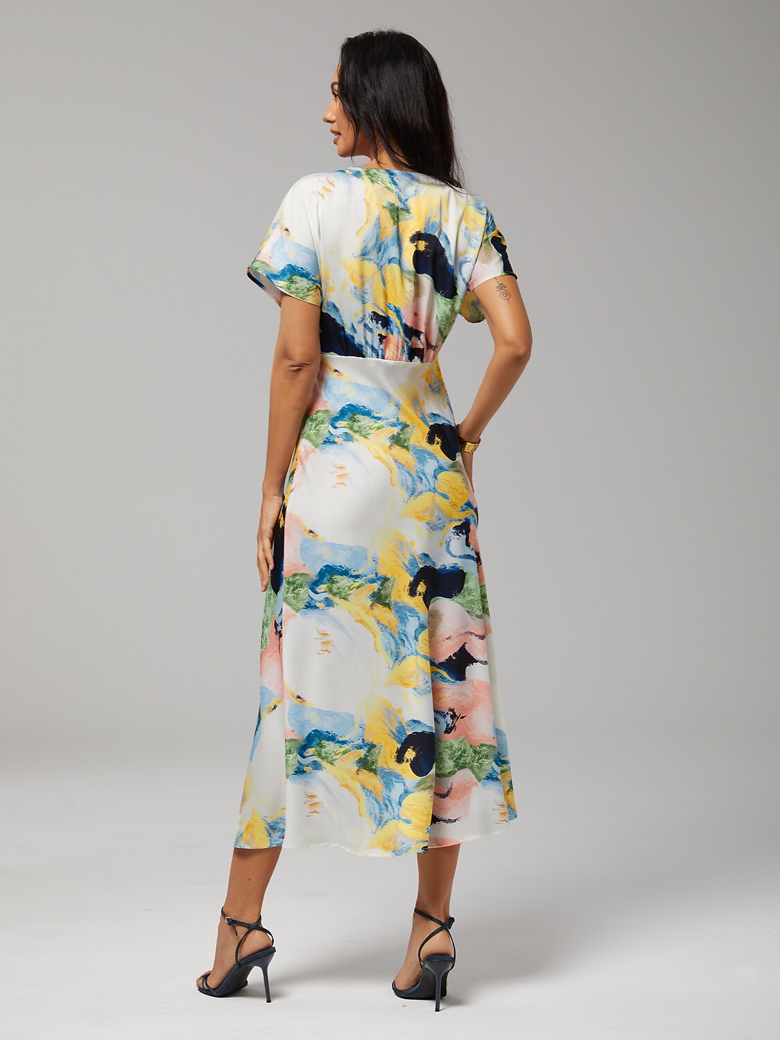 Red Floral Print Silky Satin Maxi Dress