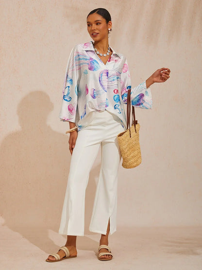 Ethereal Jellyfish Drift Silky Satin Pants