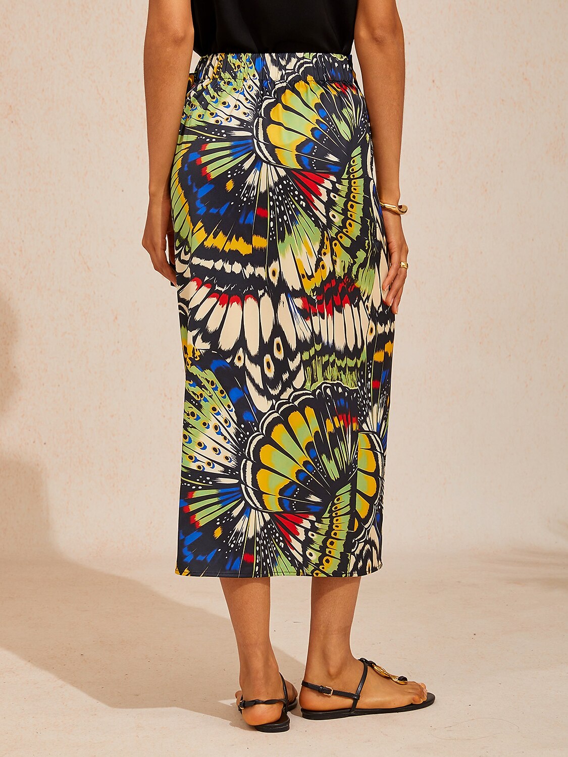Abstract Art Silky Satin Wrap Skirt
