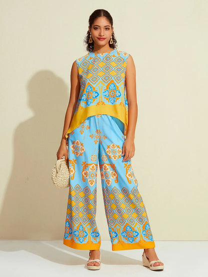 Camisole Satin Ethnic Print Boho Tank Top