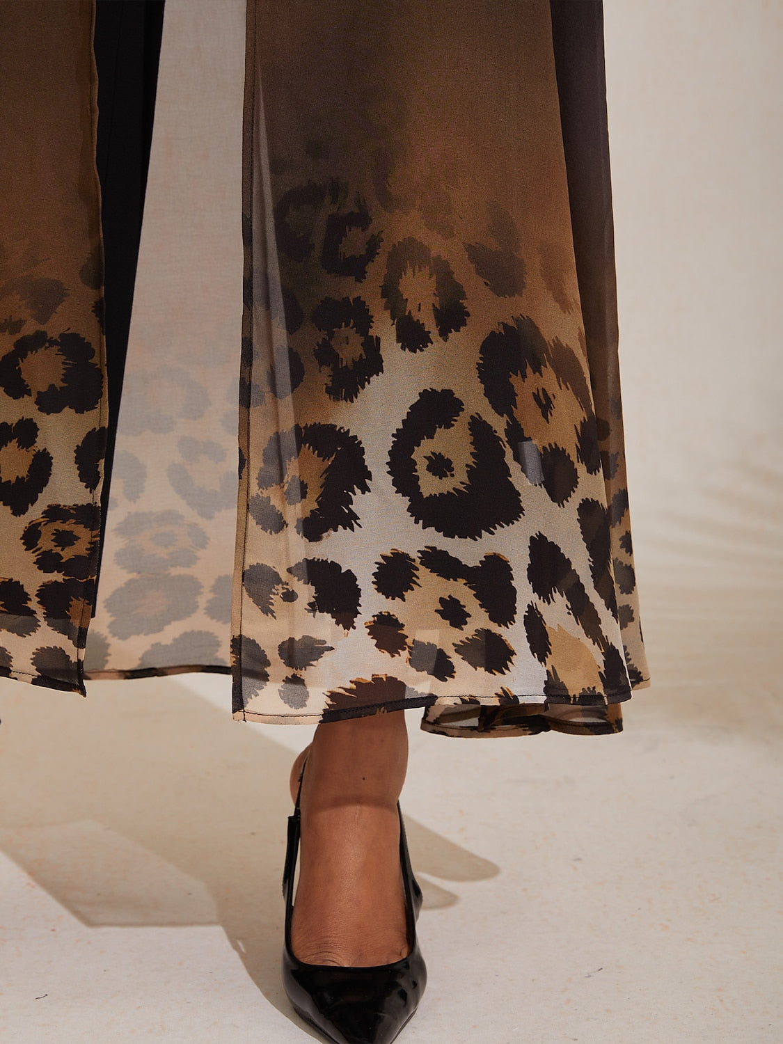 Chiffon Knit Gradient Leopard Print Flowing Elegant Jumpsuit