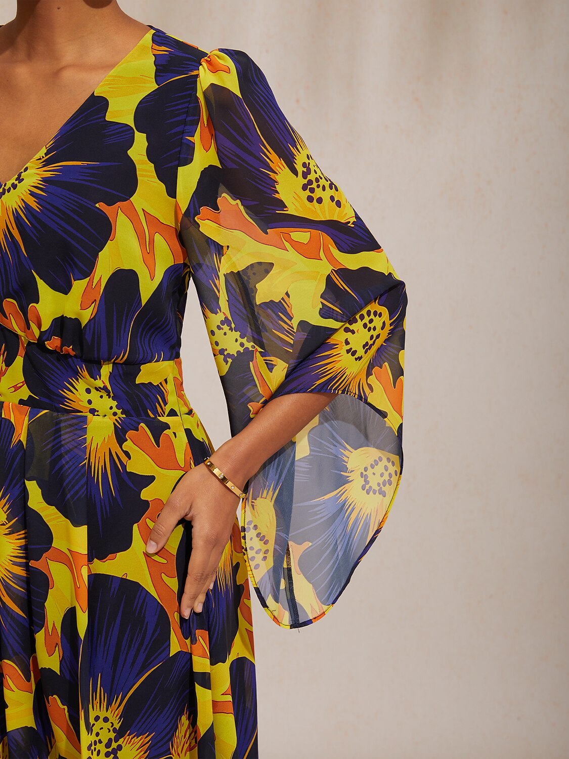 Spring Blooms Flowy Chiffon  Maxi Dress