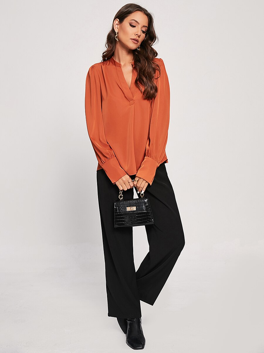 Vacation Silky Satin Simple Blouse