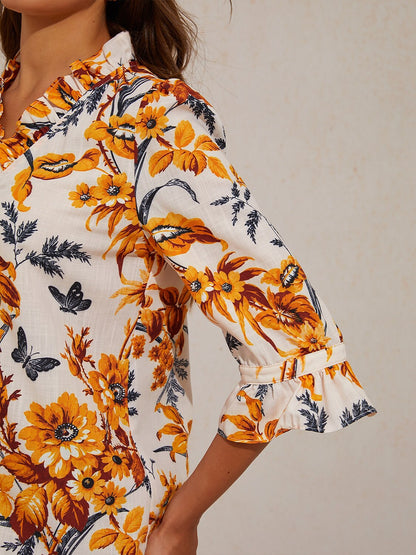 Amber Flora Muse Linen Look Blouse