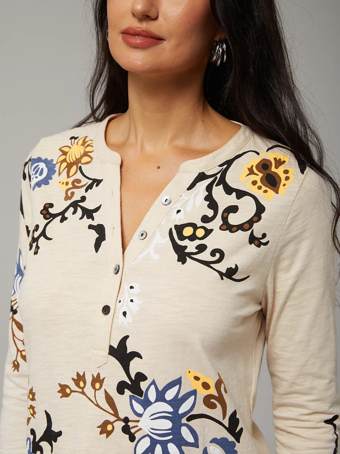 Floral Slub Cotton T shirt