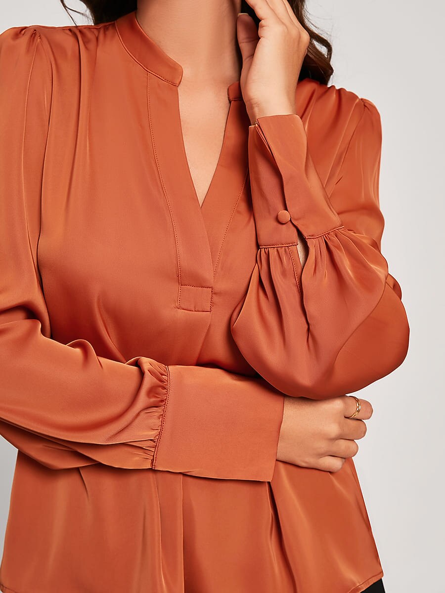 Vacation Silky Satin Simple Blouse