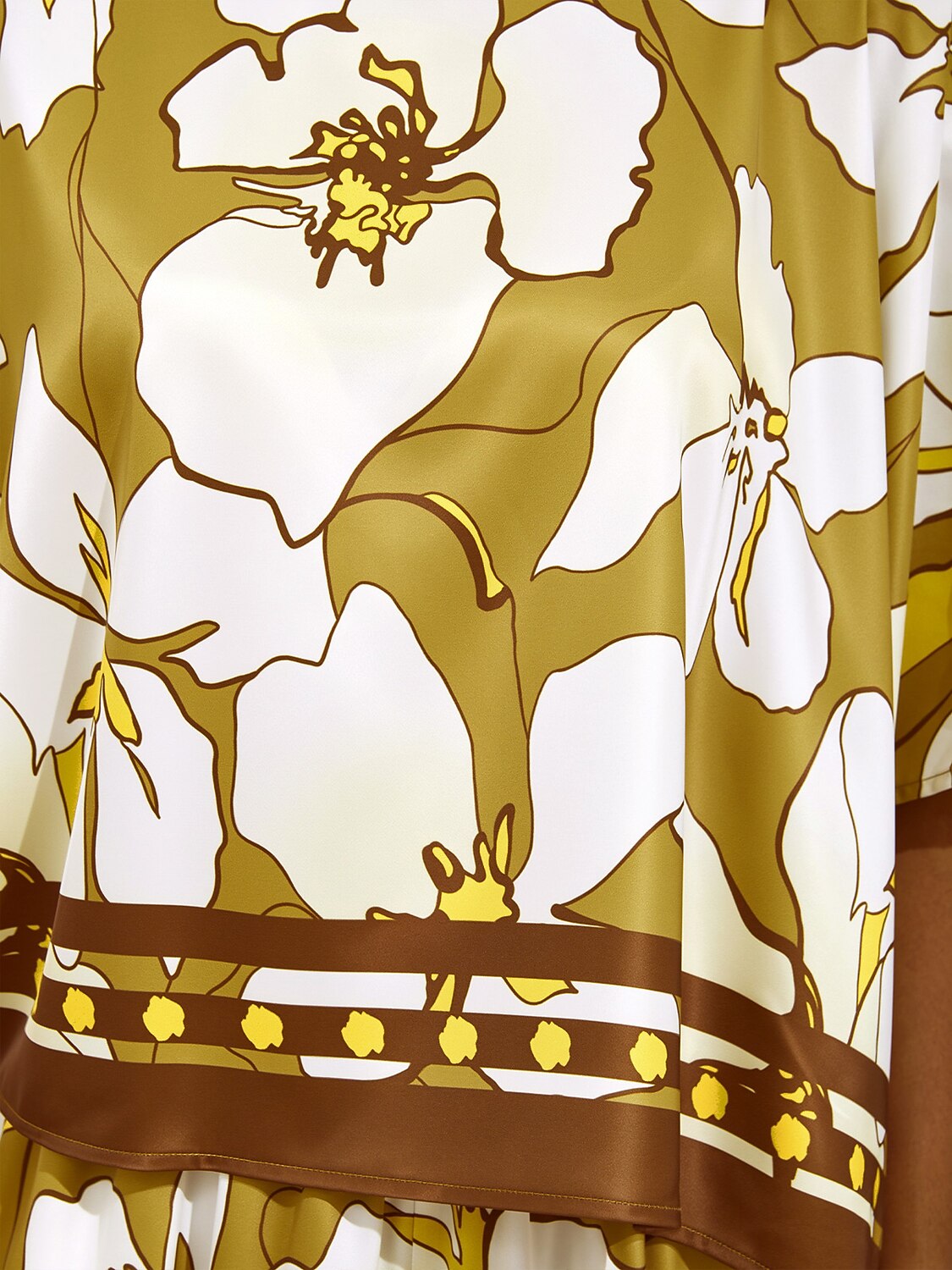 Golden Petal Glow Silky Satin Batwing Top