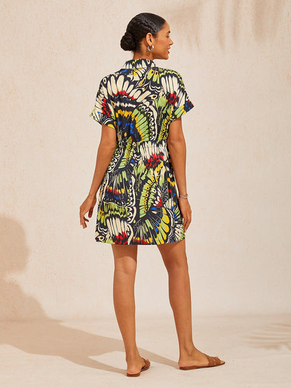 Jungle Butterfly Slight Stretch Short Dress