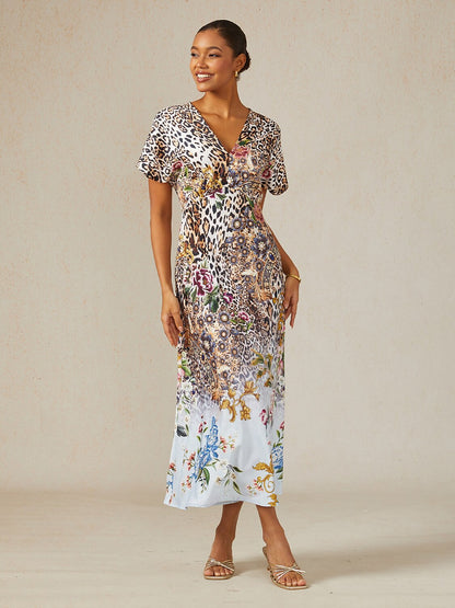 Safari Tapestry Party Silky Elegant Maxi Dress