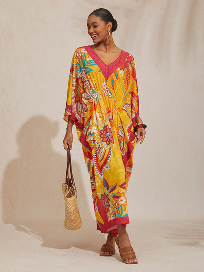 Boho Paisley Flowy Chiffon Kaftan