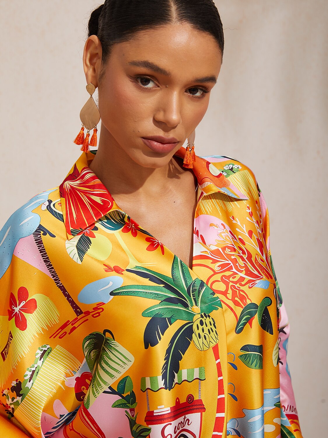 Summer Escape Silky Satin Dolman Top