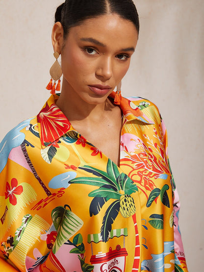 Summer Escape Silky Satin Dolman Top