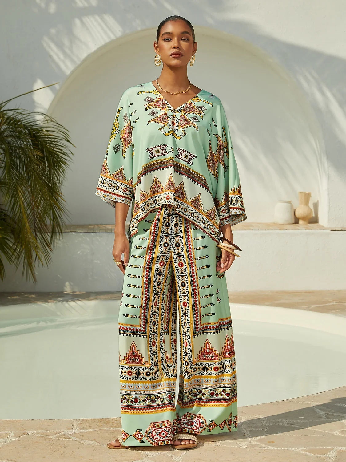 Indigo Tigress Silky Satin Vacation Pants