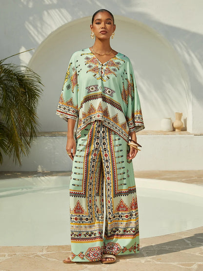 Indigo Tigress Silky Satin Vacation Pants