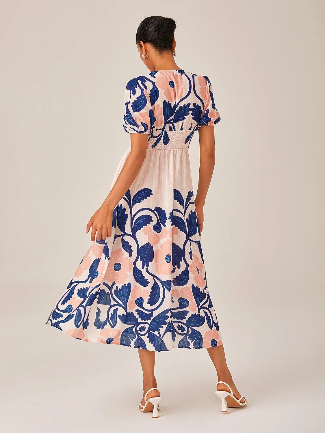 Floral Print High Waist Short Maxi Dress