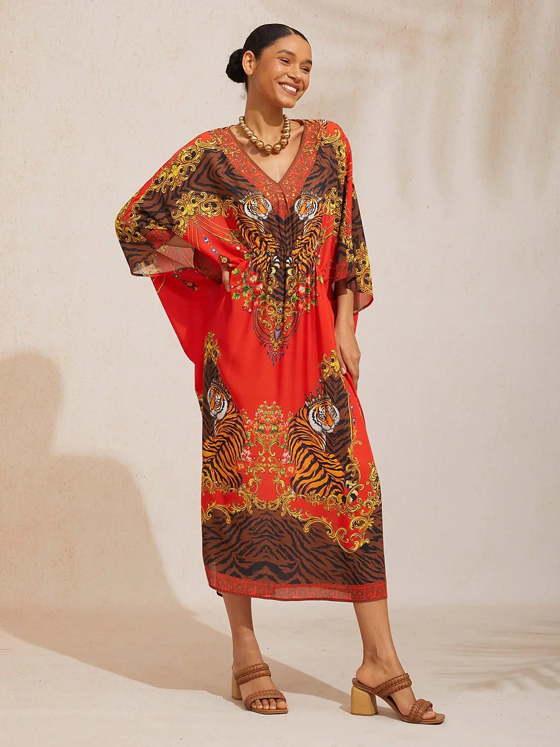 Vintage Jewelry Chiffon Vacation Kaftan