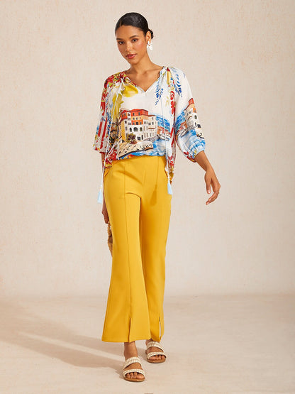 Elegant Slight Stretch Cropped Flared Pants