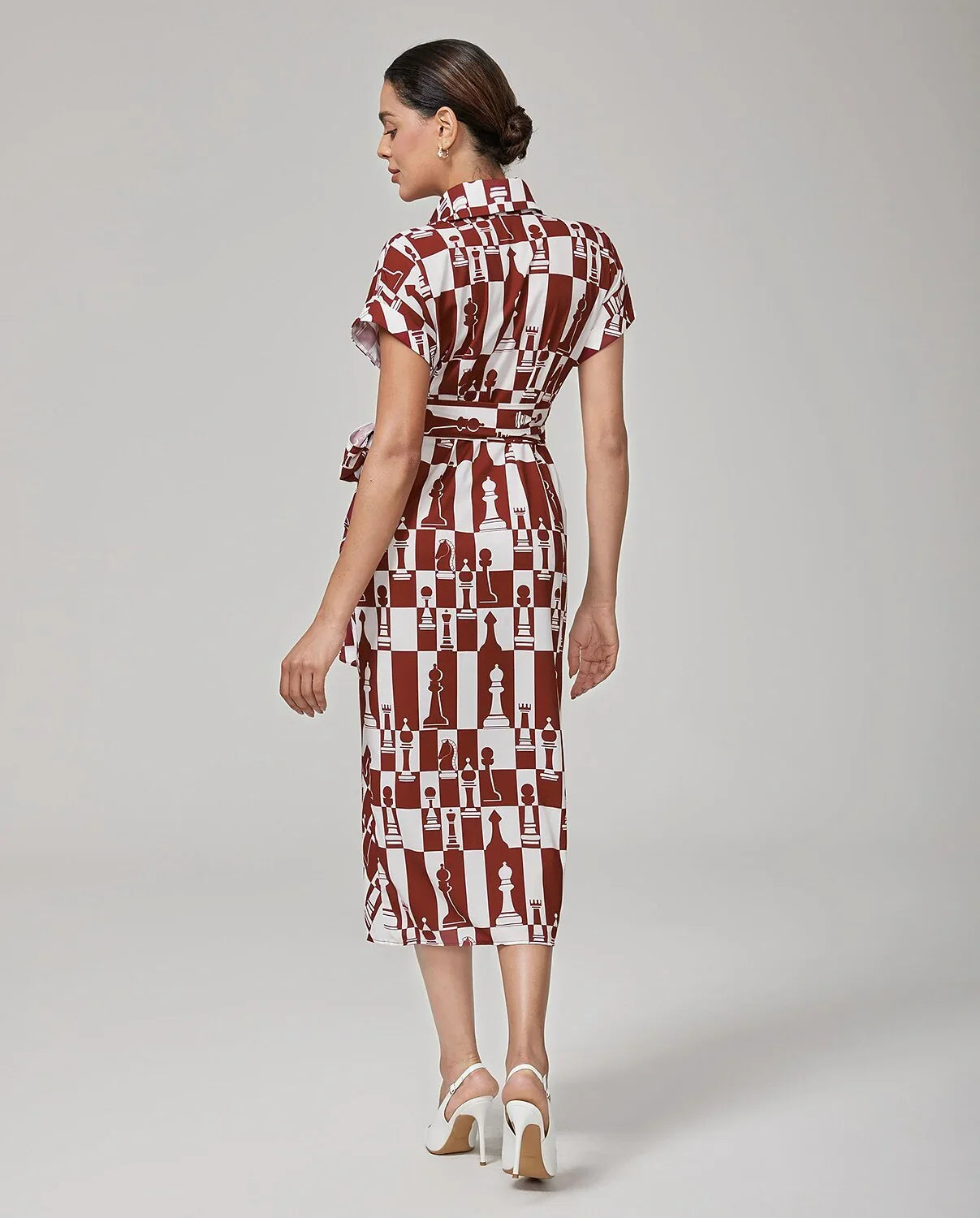 Retro Geometric Reverse Pleat Dress