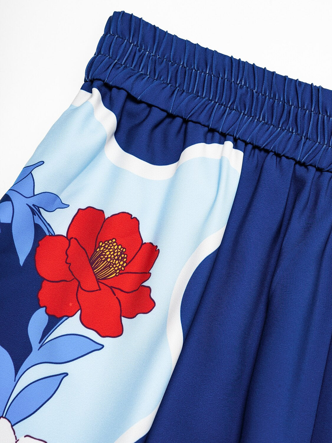 Satin Loose Wide Leg Vacation Artistic/ Retro Printing Causal Pants