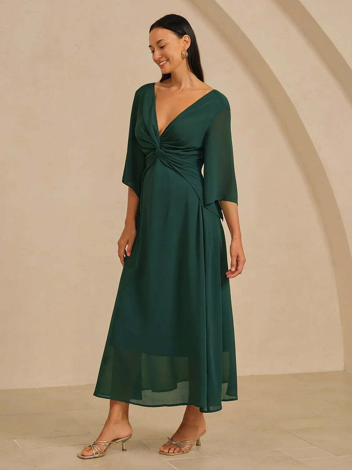Jungle Butterfly Flowy Chiffon Maxi Dress
