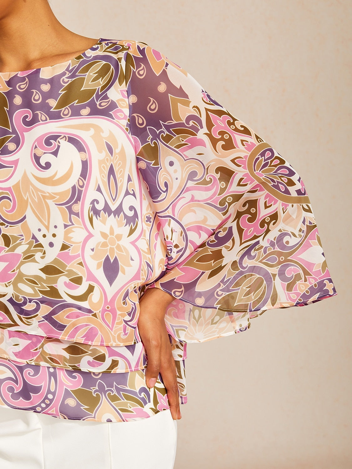 Jungle Butterfly Flowy Chiffon Blouse